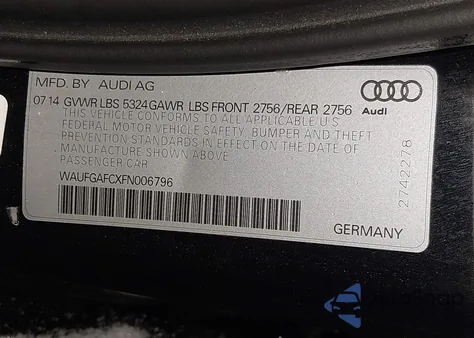 2015 Audi A6 3.0T Premium Plus from USA, damaged, VIN WAUFGAFCXFN006796